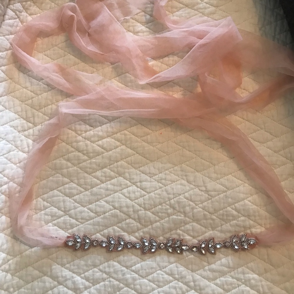 Bhldn blush pink rhinestone and beaded decorative bridesmaids belt